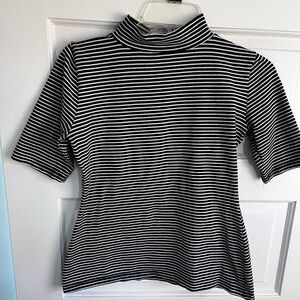HEART OF HAUTE Denise mock neck stripe top mod 60s skinbyrd punk pinup sz L